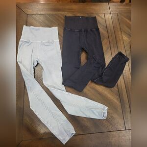 Bundled - Two Pairs of Free People Leggings in Washed Black and Ice Grey XS/S